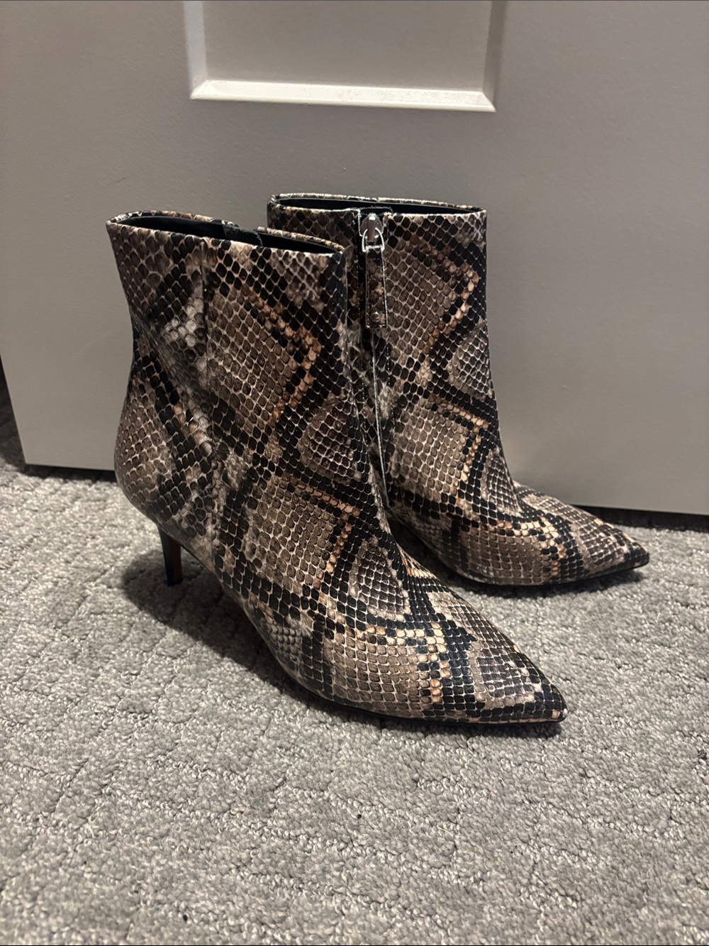 Paolo Snake-Print Pointed Toe Ankle Boots - Brown/Black